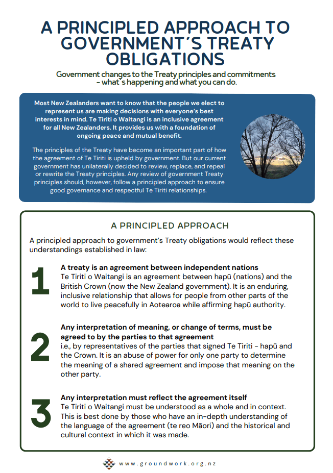 A screenshot of the Groundwork resource A Principled Approach to Government's Treaty Obligations